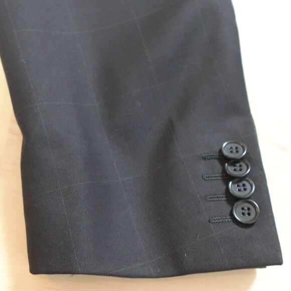 Trussini Men 40R Blazer Wool Three Button Single Breasted Navy Blue Window Pane - Picture 6 of 14